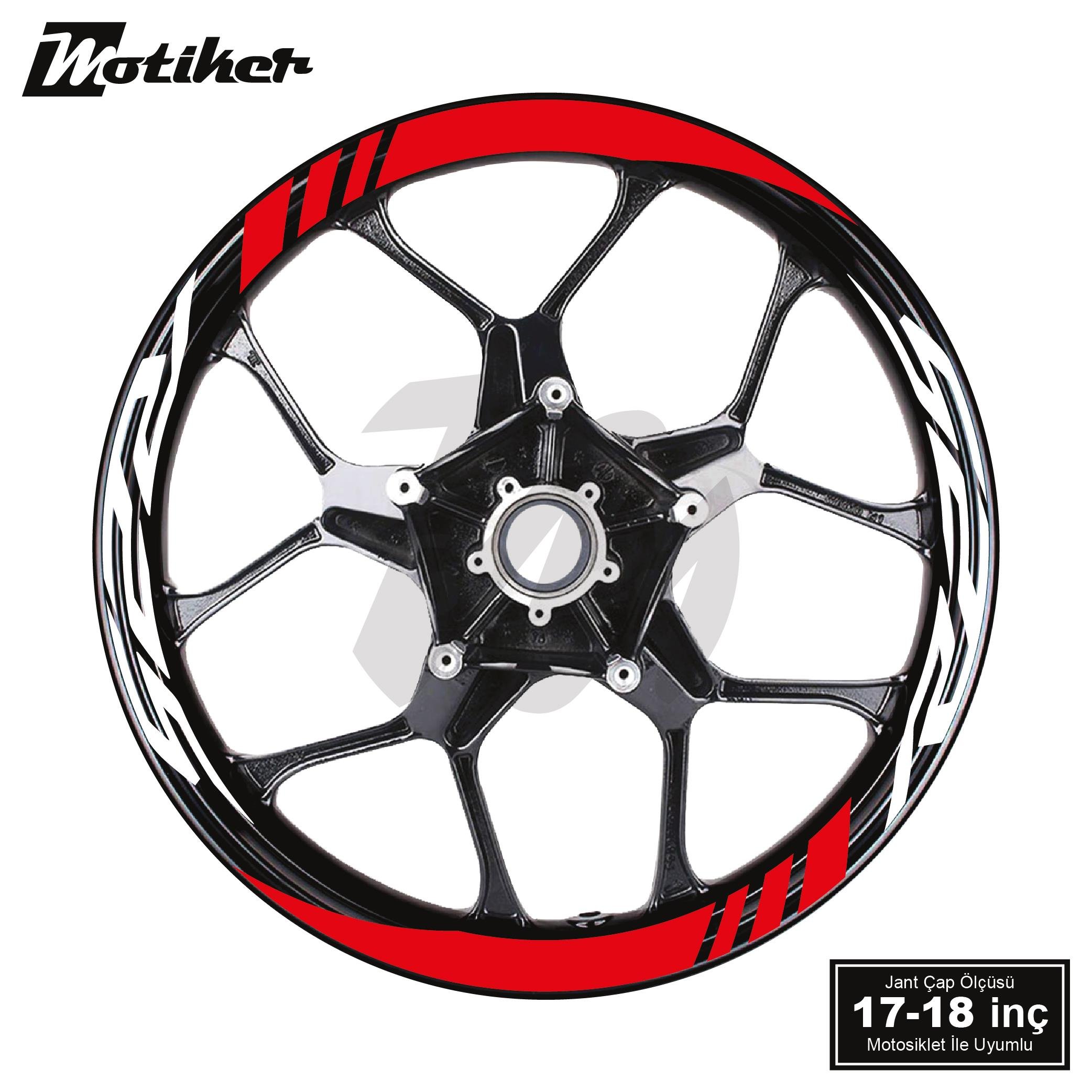 R25Yamaha R25 Geniş Jant Sticker Modeli 16'lı Kırmızı Beyaz