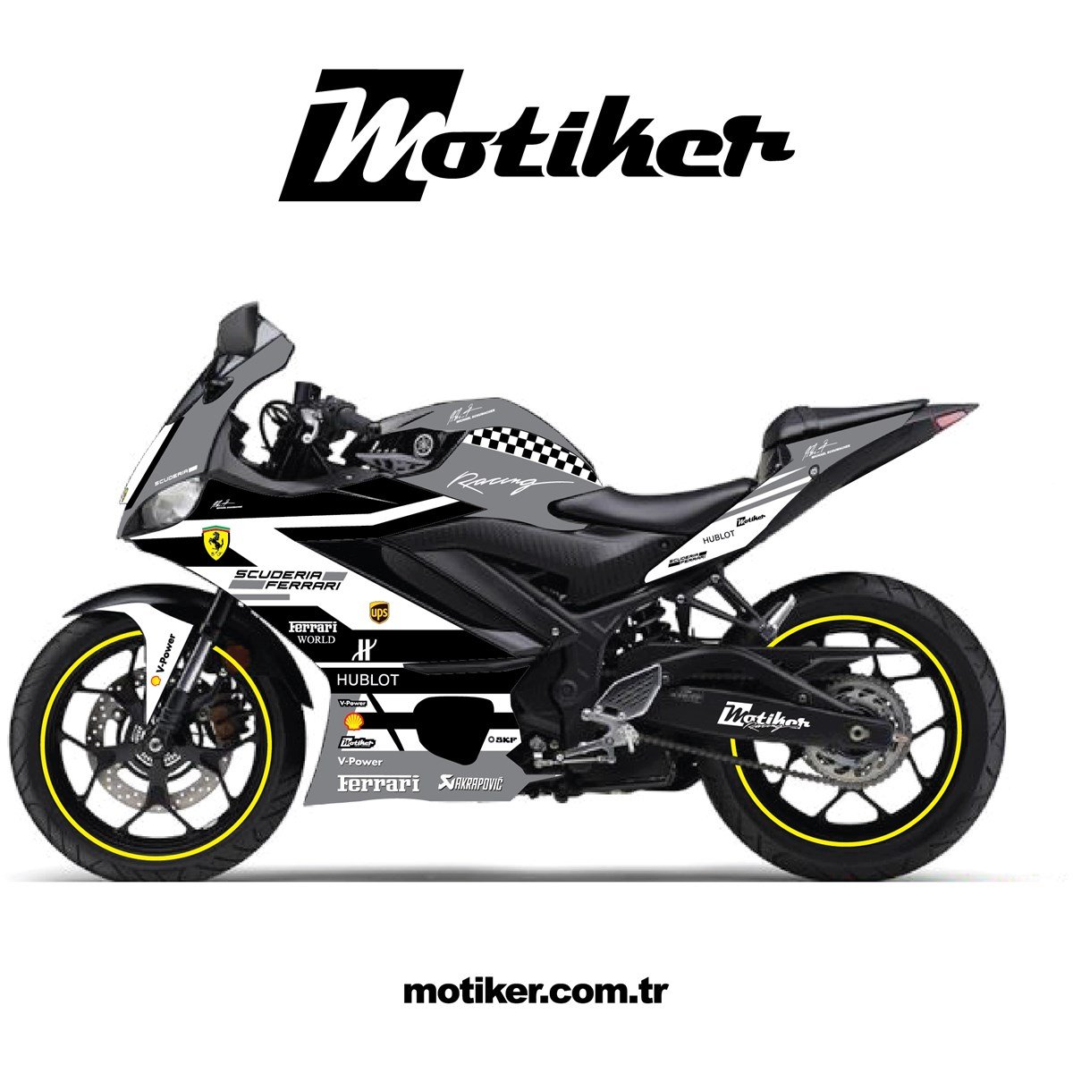 Yamaha R25 Gri Ferrari Sticker Tasarım