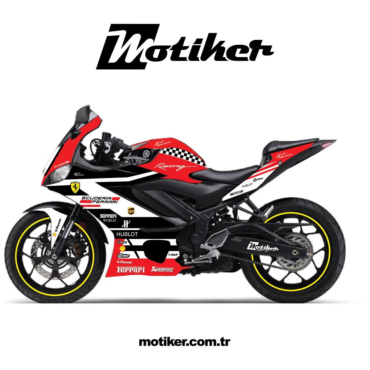Yamaha R25 Kırmızı Ferrari Sticker Tasarım