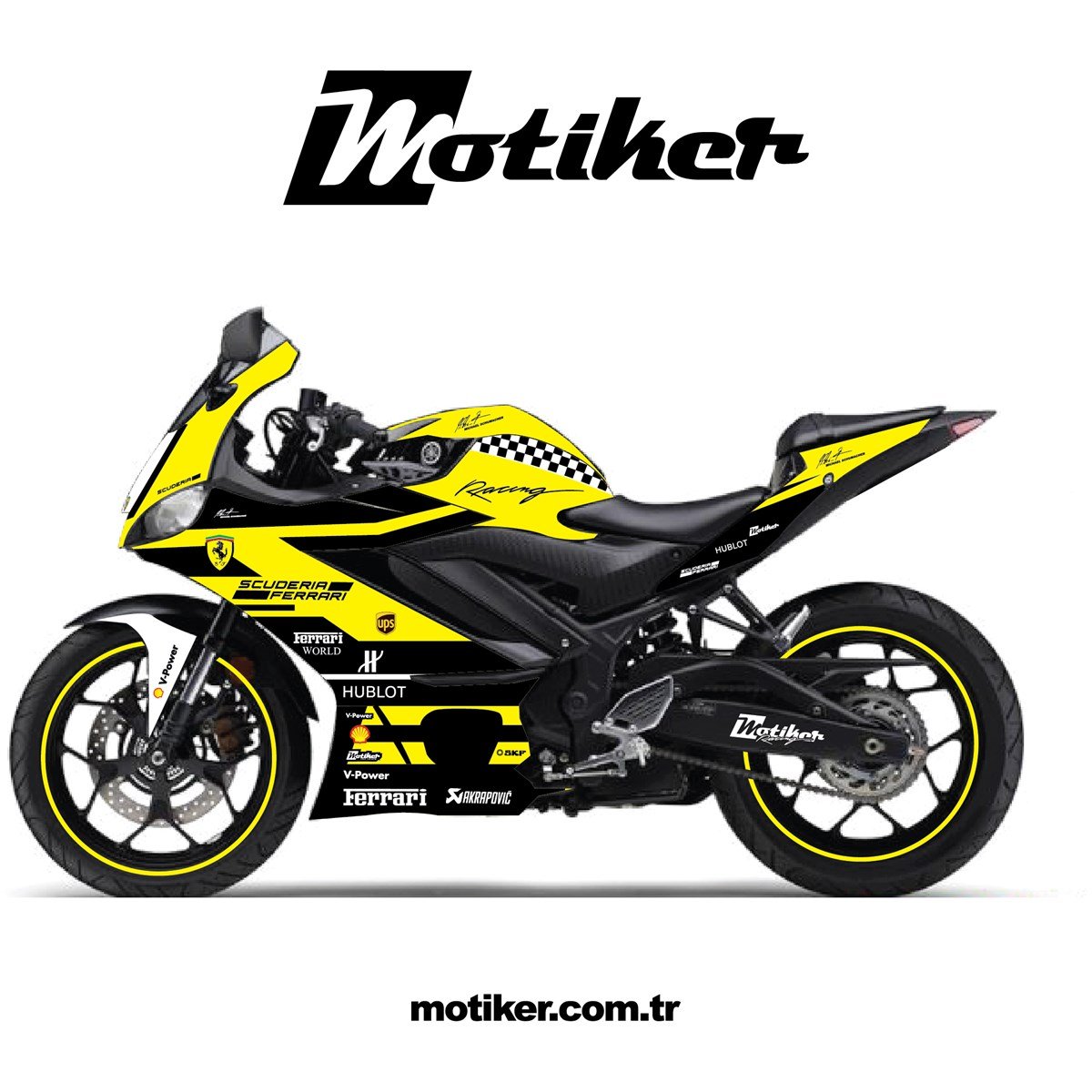 Yamaha R25 Sarı Ferrari Sticker Tasarım