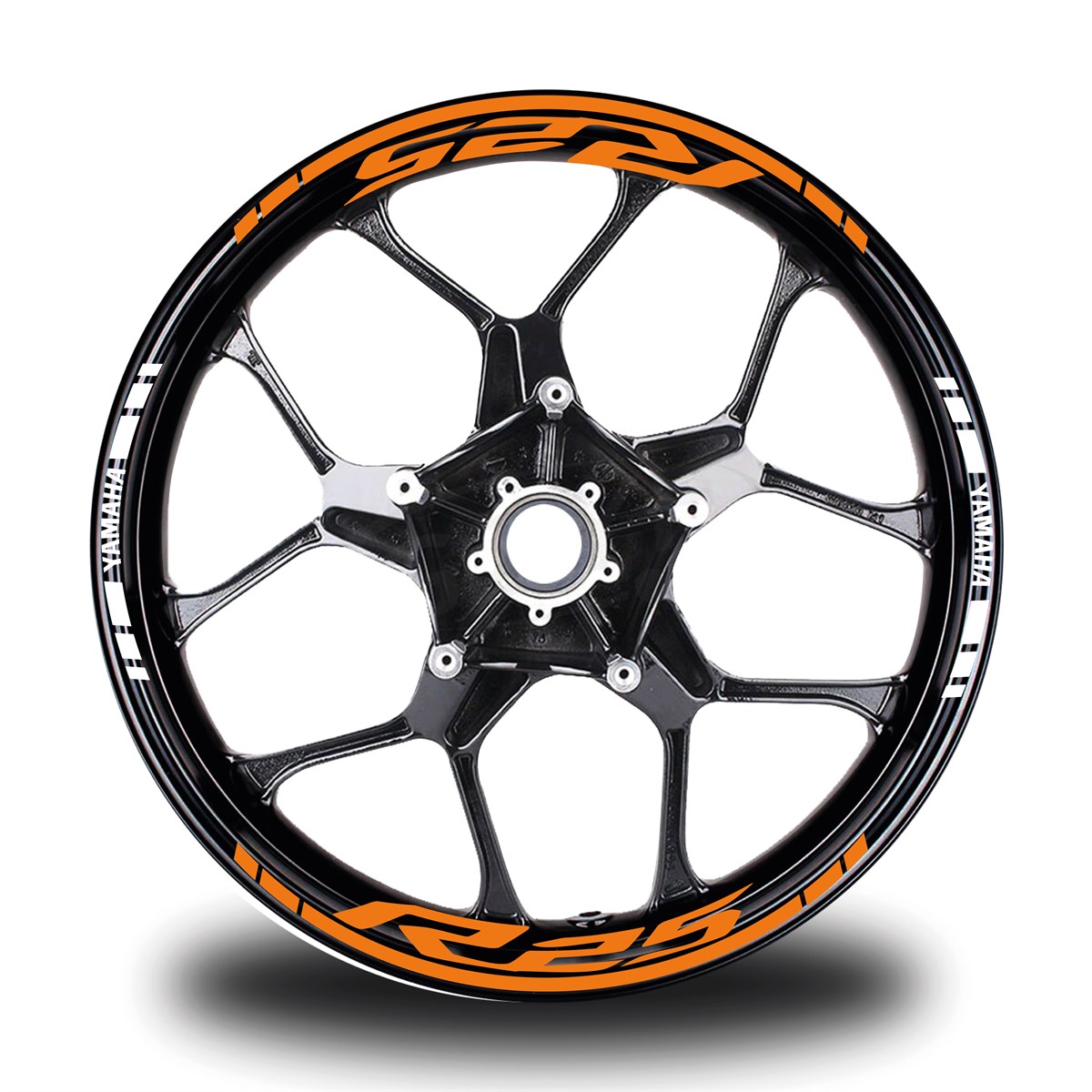 Yamaha R25 Yazılı Neon Turuncu Takım Jant Sticker Modeli