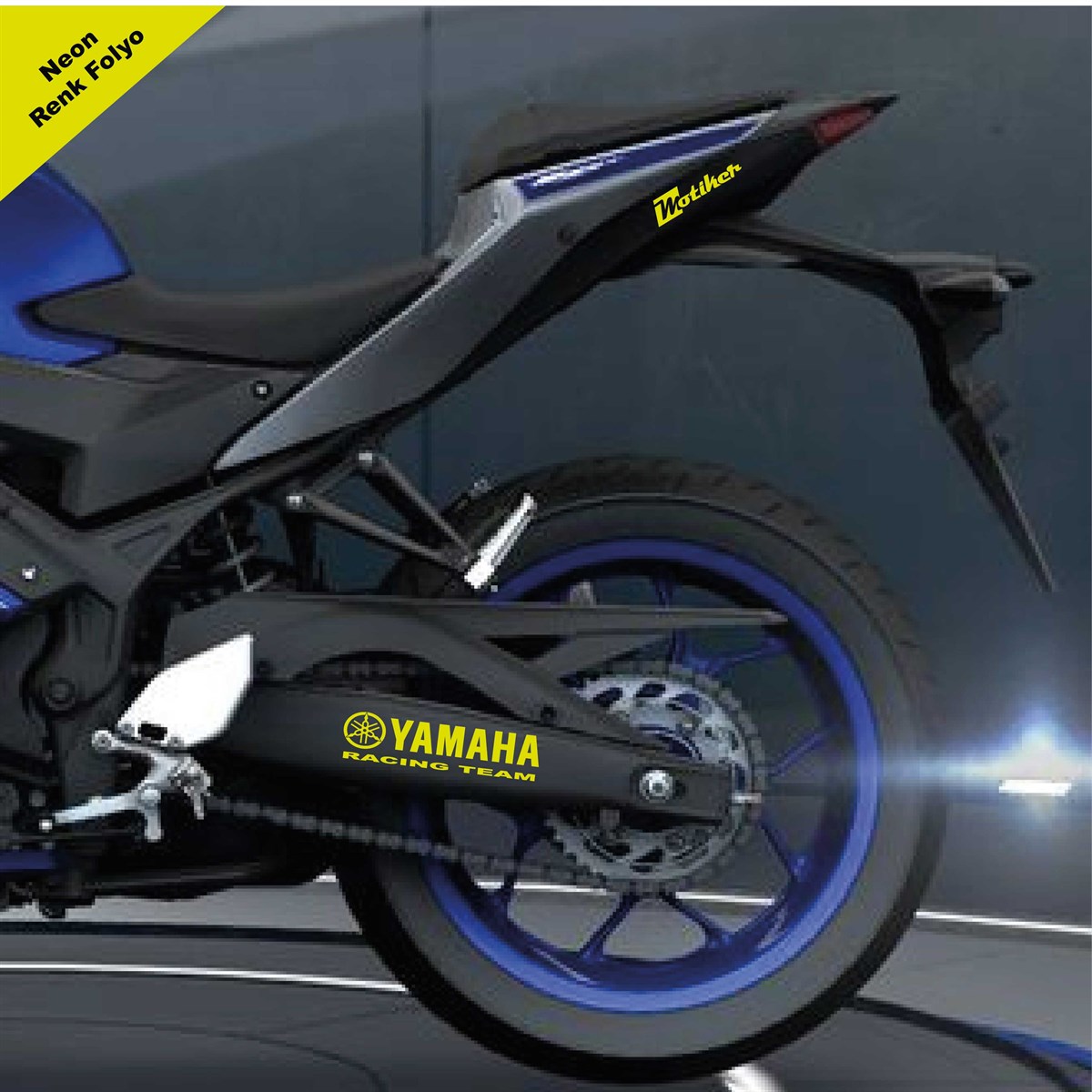 Yamaha Racıng Team Yazılı Neon Sarı Arka Maşa Sticker Etiket Modeli