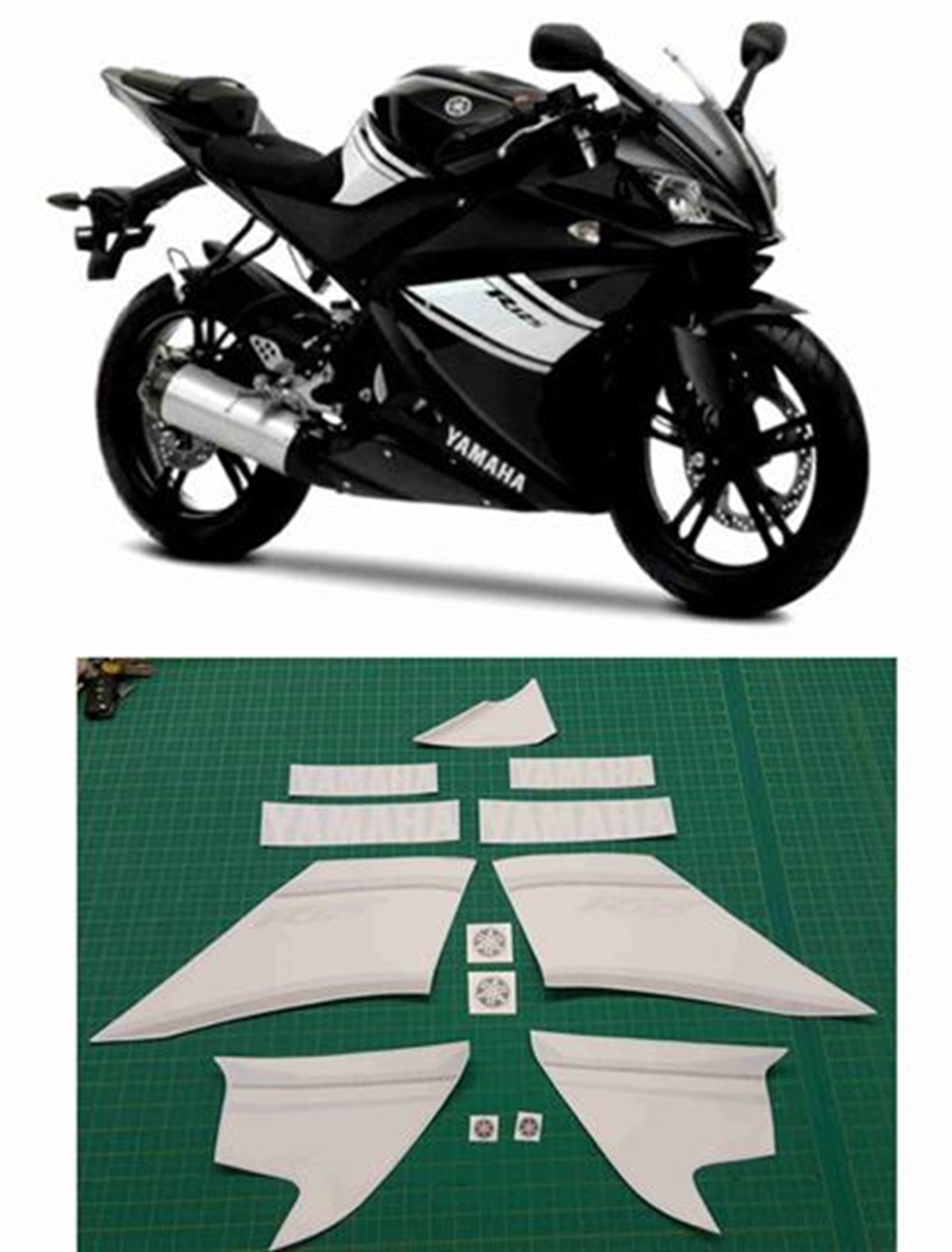 Yamaha Siyah YZF R125 Takım Sticker Etiket Modeli