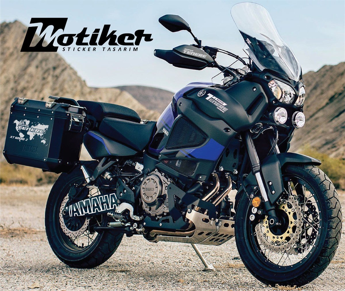 Yamaha Super Tenere Beyaz Çanta Sticker Etiket Modeli