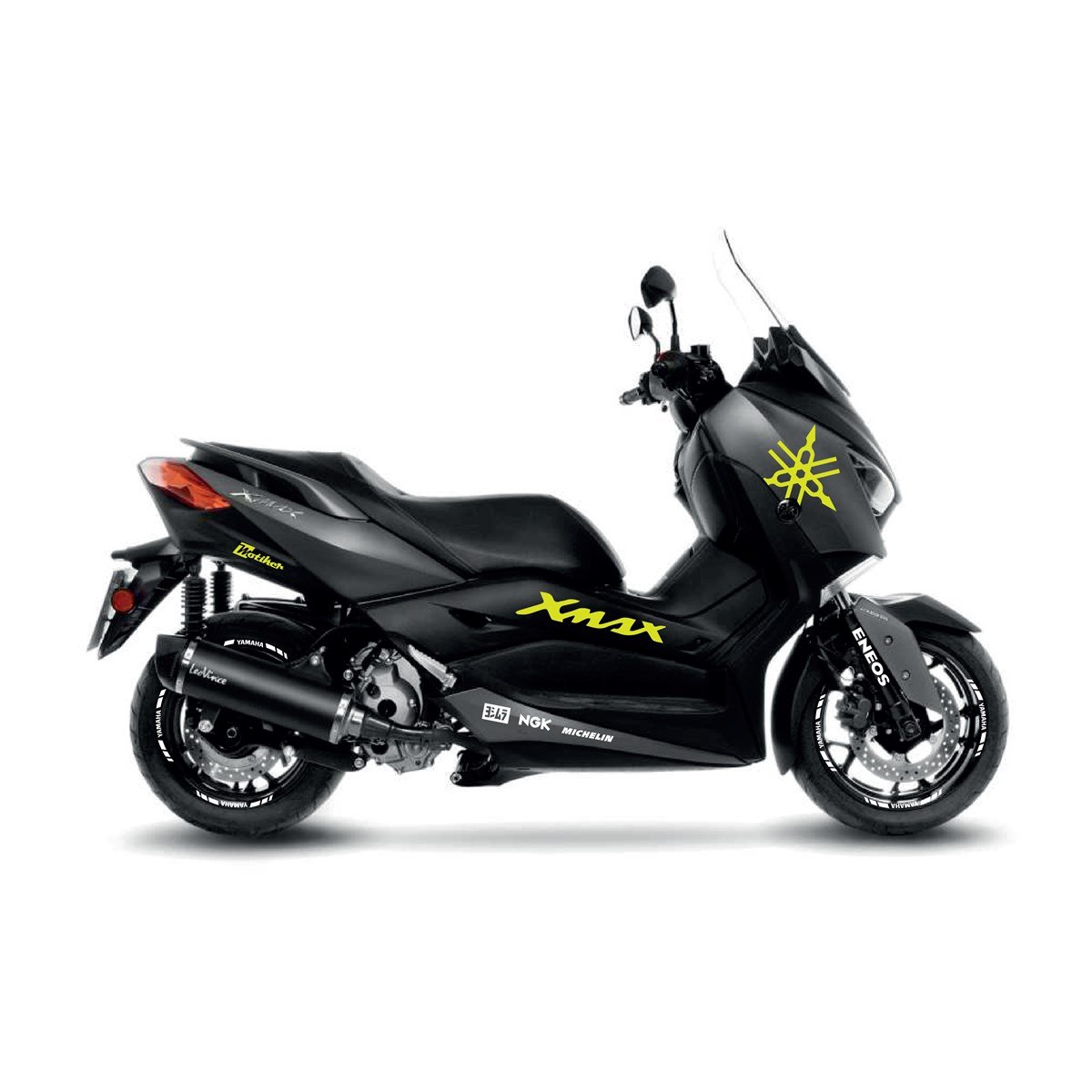 Yamaha XMAX Beyaz Neon Sarı Desenli Sticker Etiket Modeli