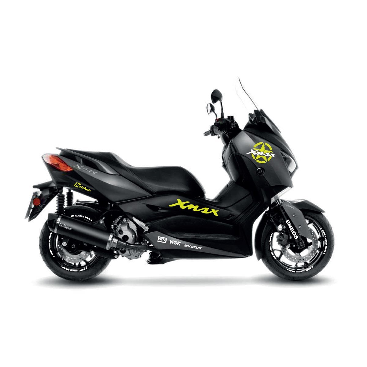 Yamaha XMAX Beyaz Neon Sarı Eneos Sticker Etiket Modeli