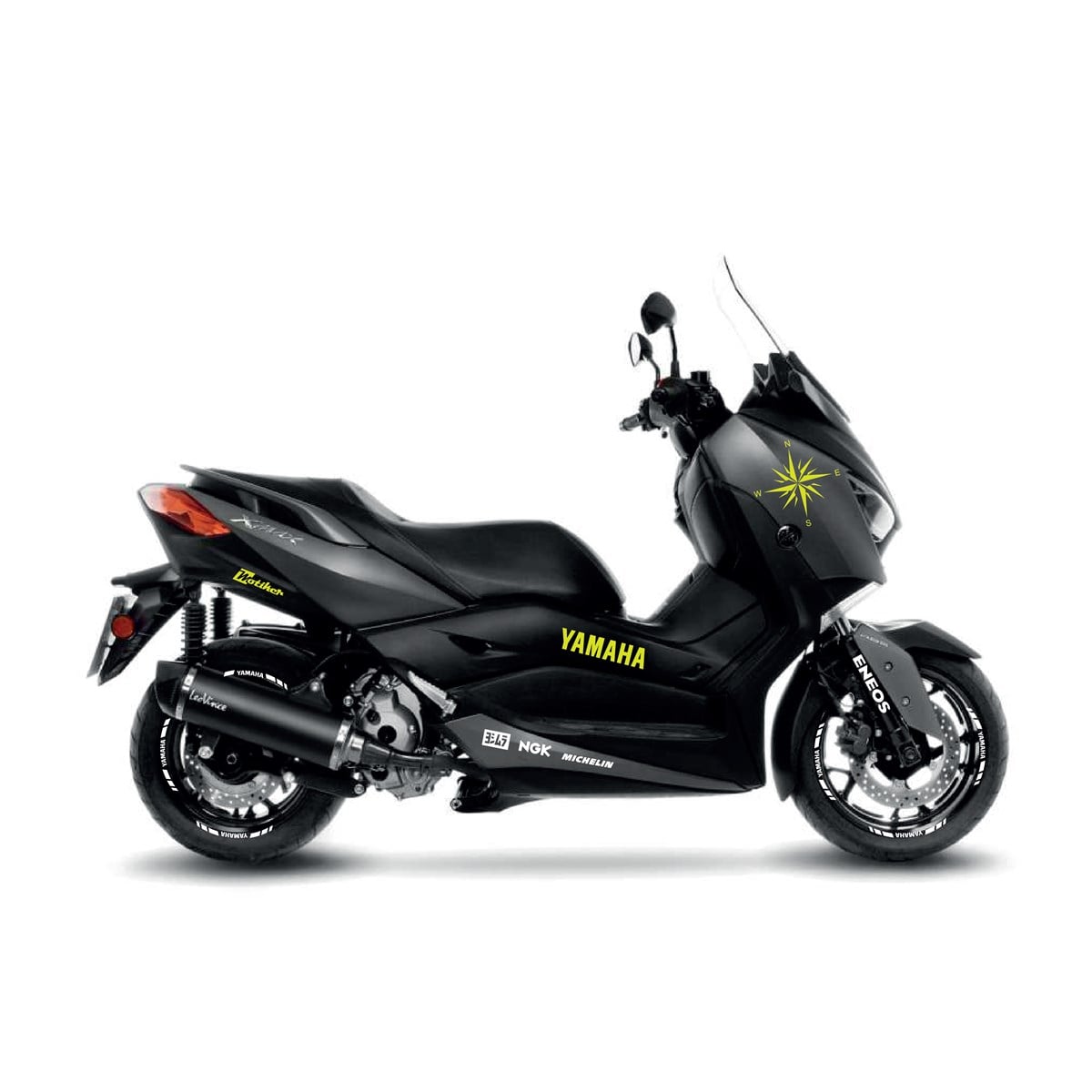Yamaha XMAX Beyaz Neon Sarı Pusula Sticker Etiket Modeli
