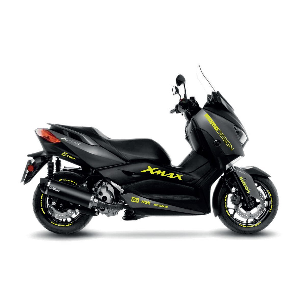 Yamaha XMAX Neon Sarı Momo Design Sticker Etiket Modeli