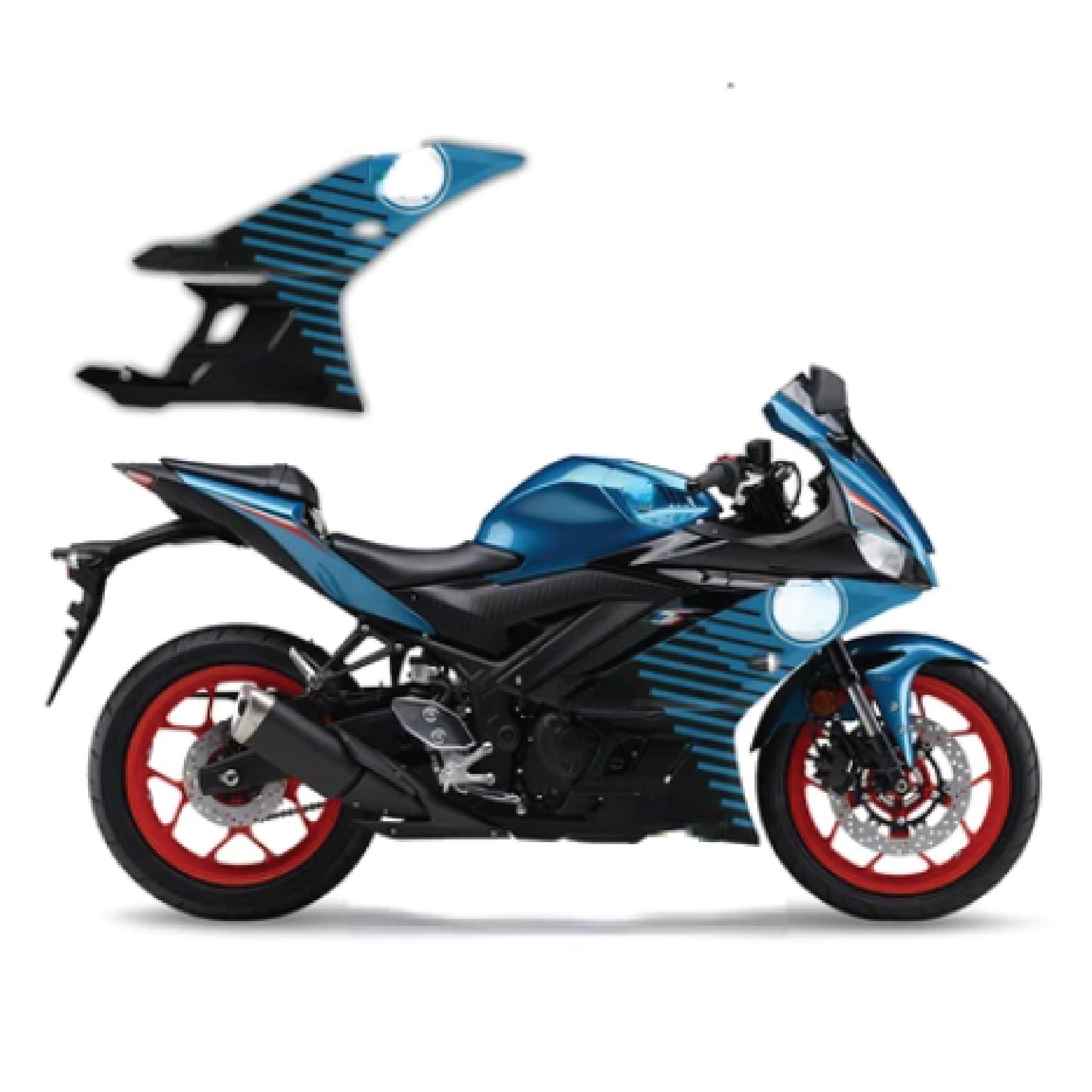 YAMAHA YZF-R25 2019-2024 Line World Ice Blue Tasarım Motosiklet Sticker Etiket Modeli