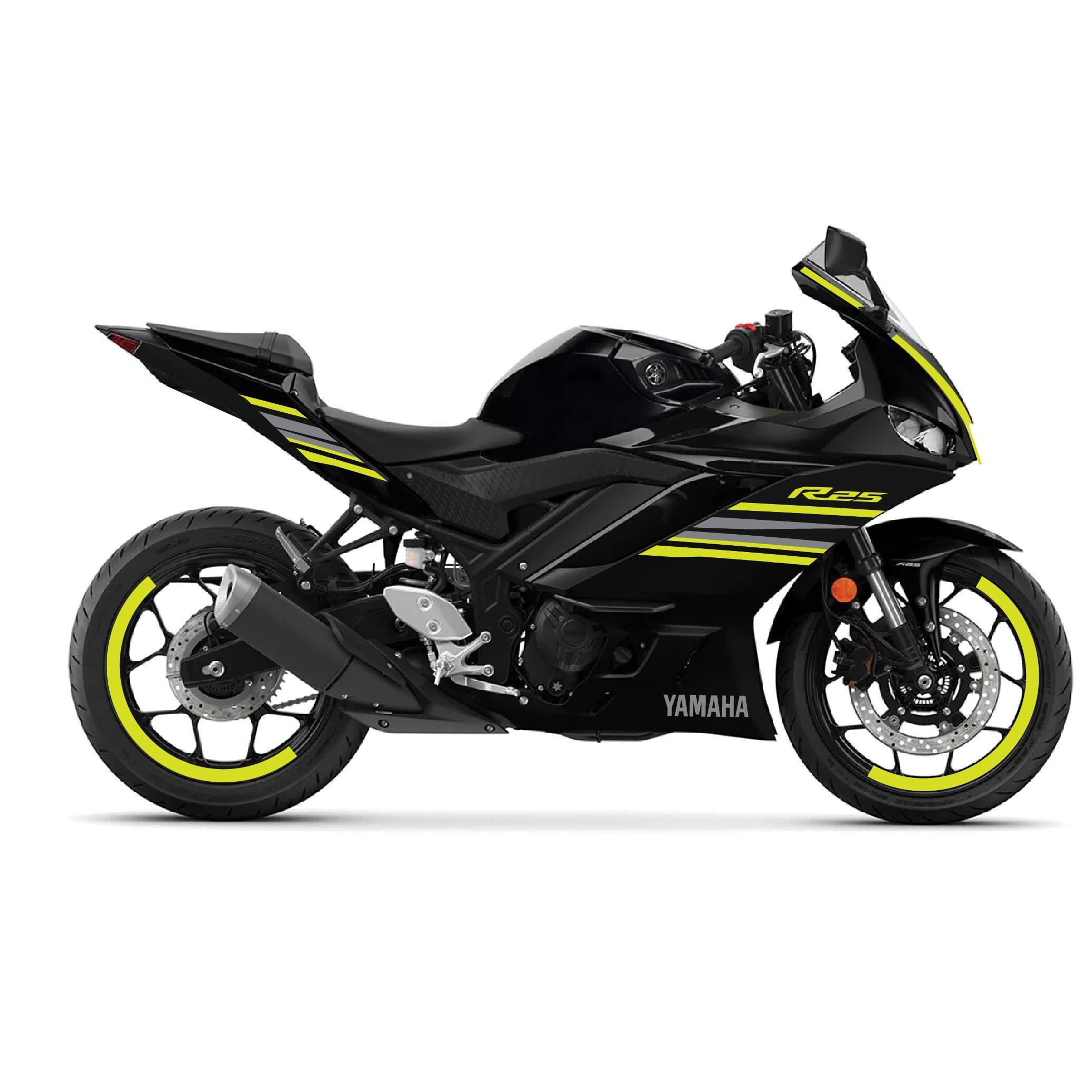 YAMAHA YZF-R25 2019-2024 LINE17 Tasarım Motosiklet Sticker Etiket Modeli