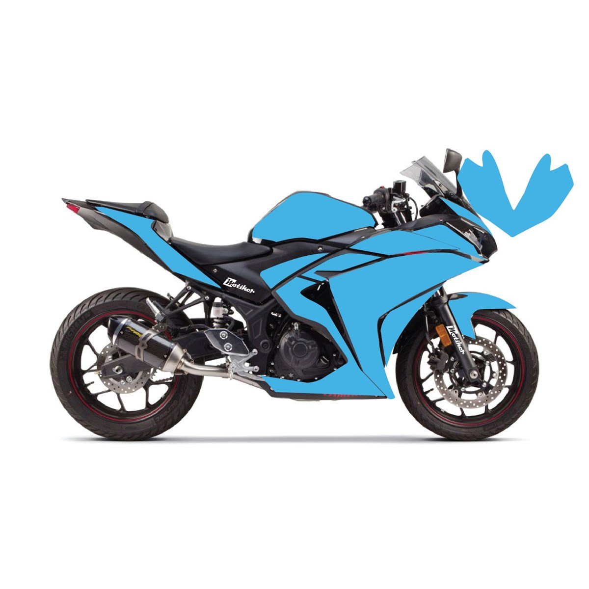 Yamaha YZF R25 Kırmızı Parçalı Full Tek Renk Turkuaz Kaplama