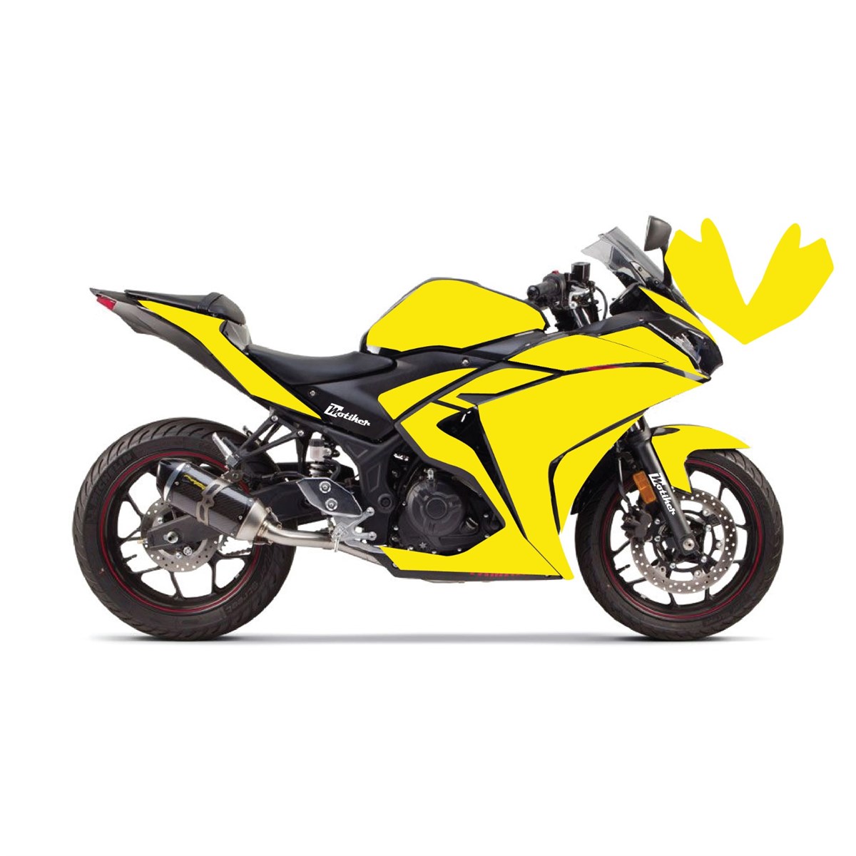 Yamaha YZF R25 Kırmızı Parçalı Full Tek Renk Sarı Kaplama