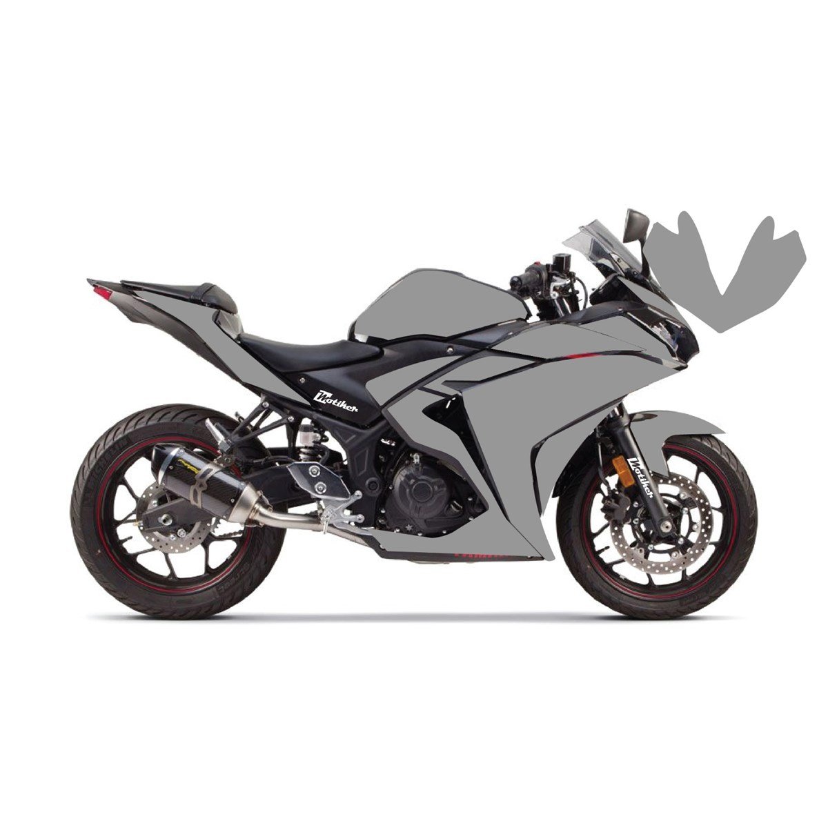 Yamaha YZF R25 Kırmızı Parçalı Full Tek Renk Gri Kaplama