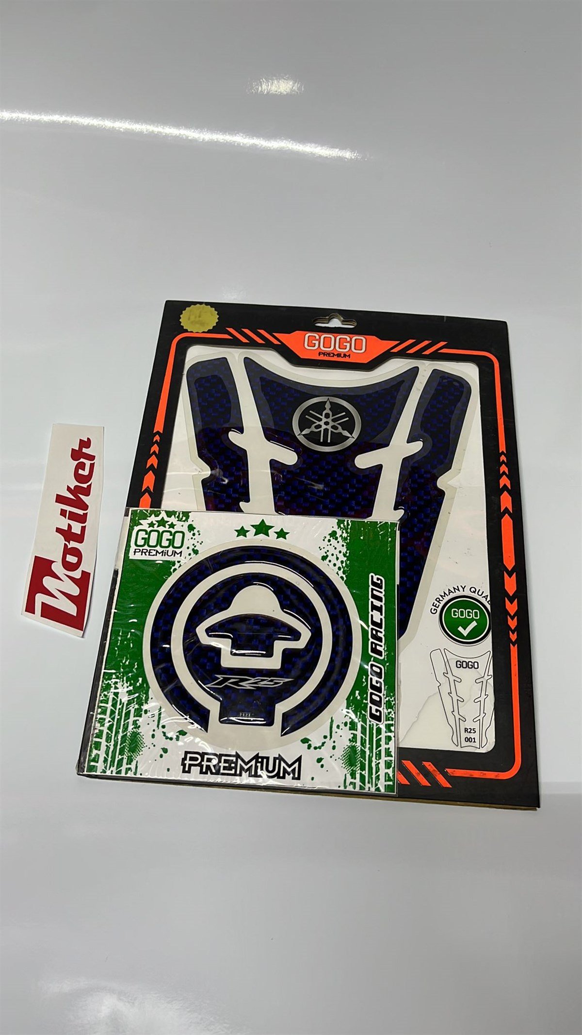 Yamaha YZF R25 Lacivert Premium Tank Pad ve Depo Kapağı Damla Sticker Modeli