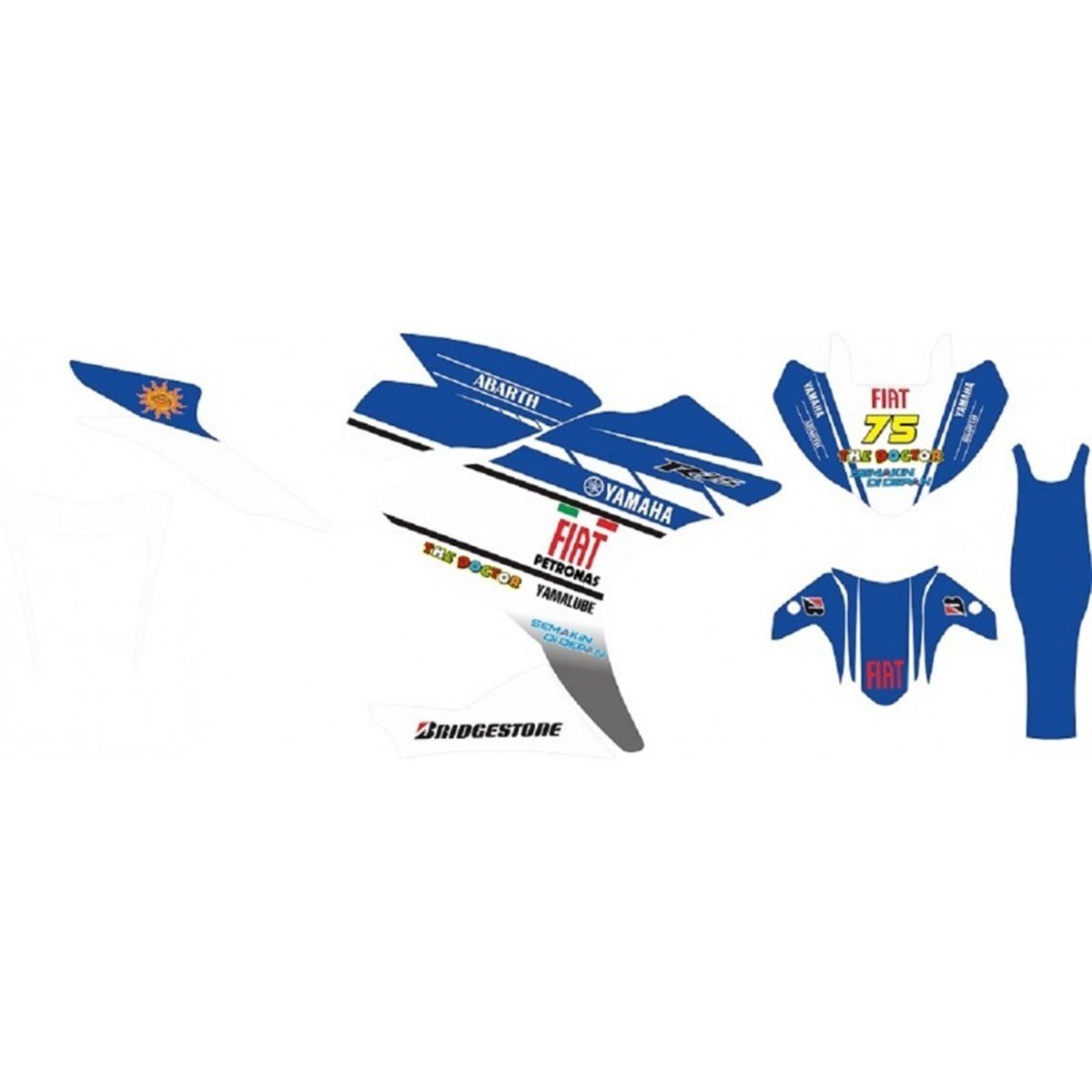 Yamaha Yzf R25 Mavi Beyaz Fiat Sticker Tasarım