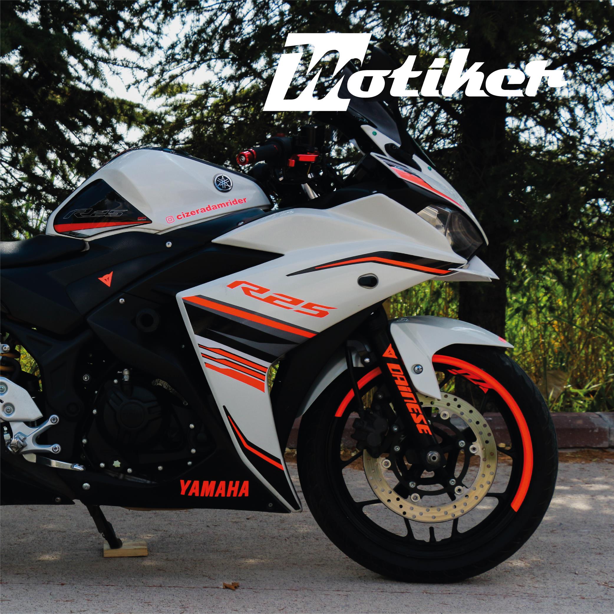 Yamaha YZF R25 Orjinal Neon Turuncu Sticker Etiket Modeli 2017