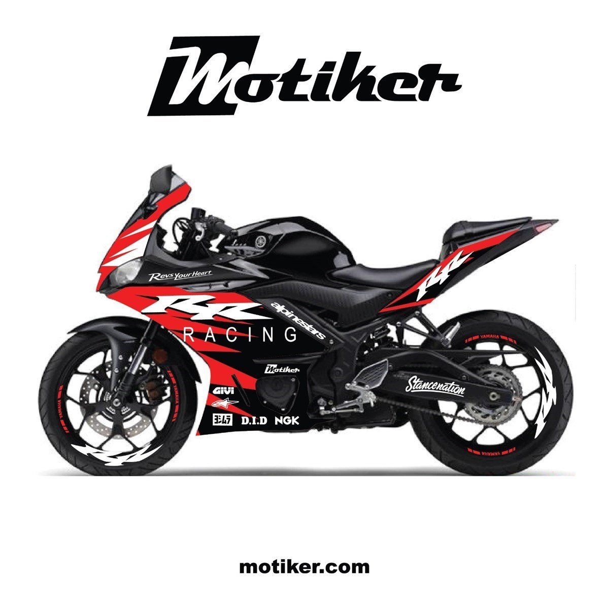 Yamaha YZF R25 RR Kırmızı Sticker Modeli
