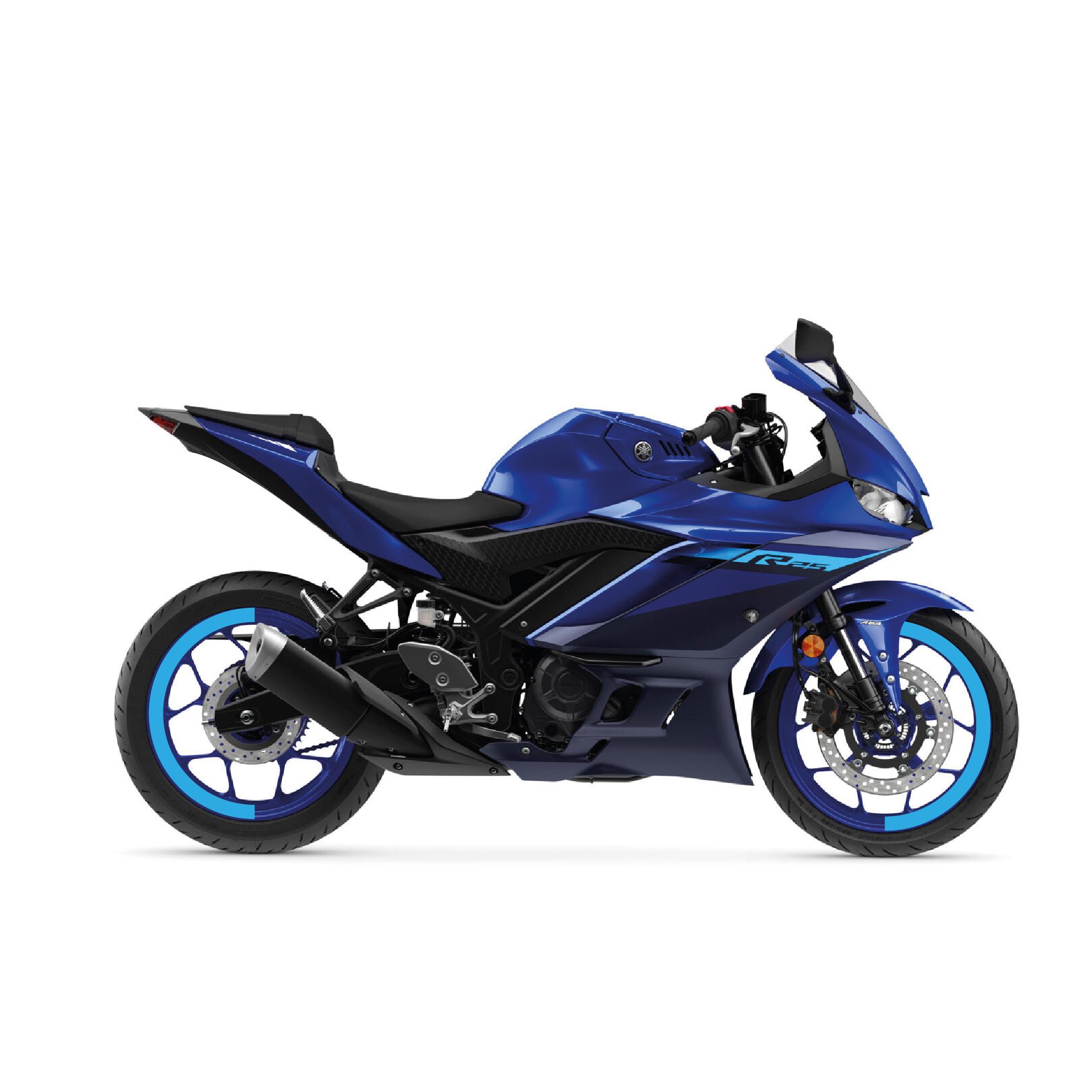 R25Yamaha YZF-R25 Yarım Jant Kaplama Sticker Etiket Modeli Açık Mavi