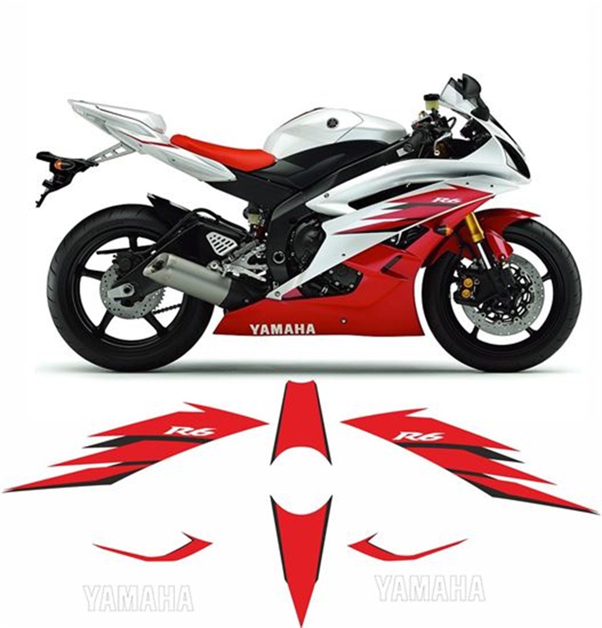 Yamaha YZF R6 2006 - 2007 Kırmızı Takım Sticker Etiket Modeli