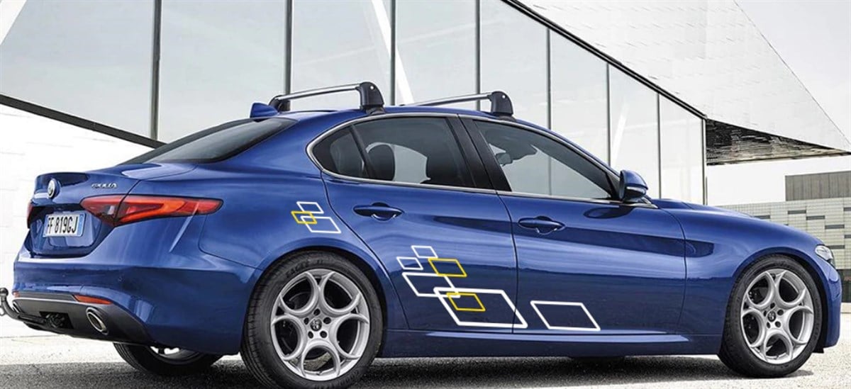 Yan Kapı Kare Desenli Şerit Sticker Etiket Modeli