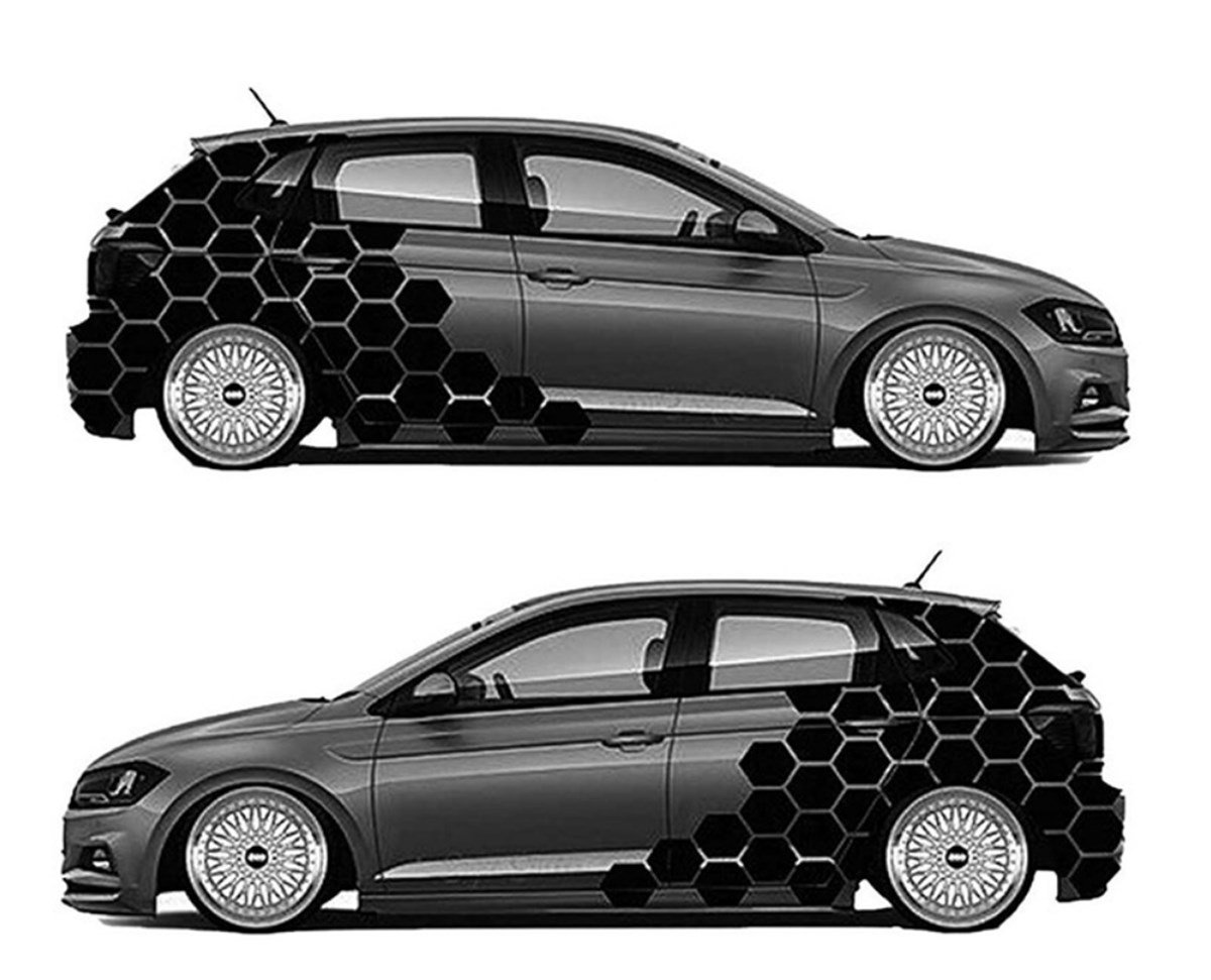 Yan Kapı Petek Desenli Uzun Sticker Etiket Modeli