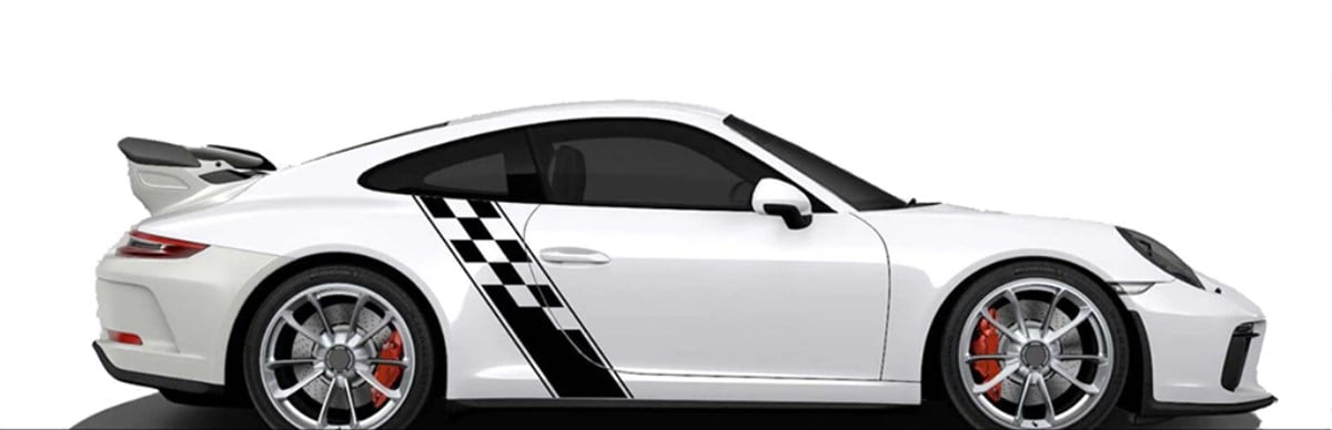 Yan Kapı Yarış Bayrak Desenli Sticker Etiket Modeli