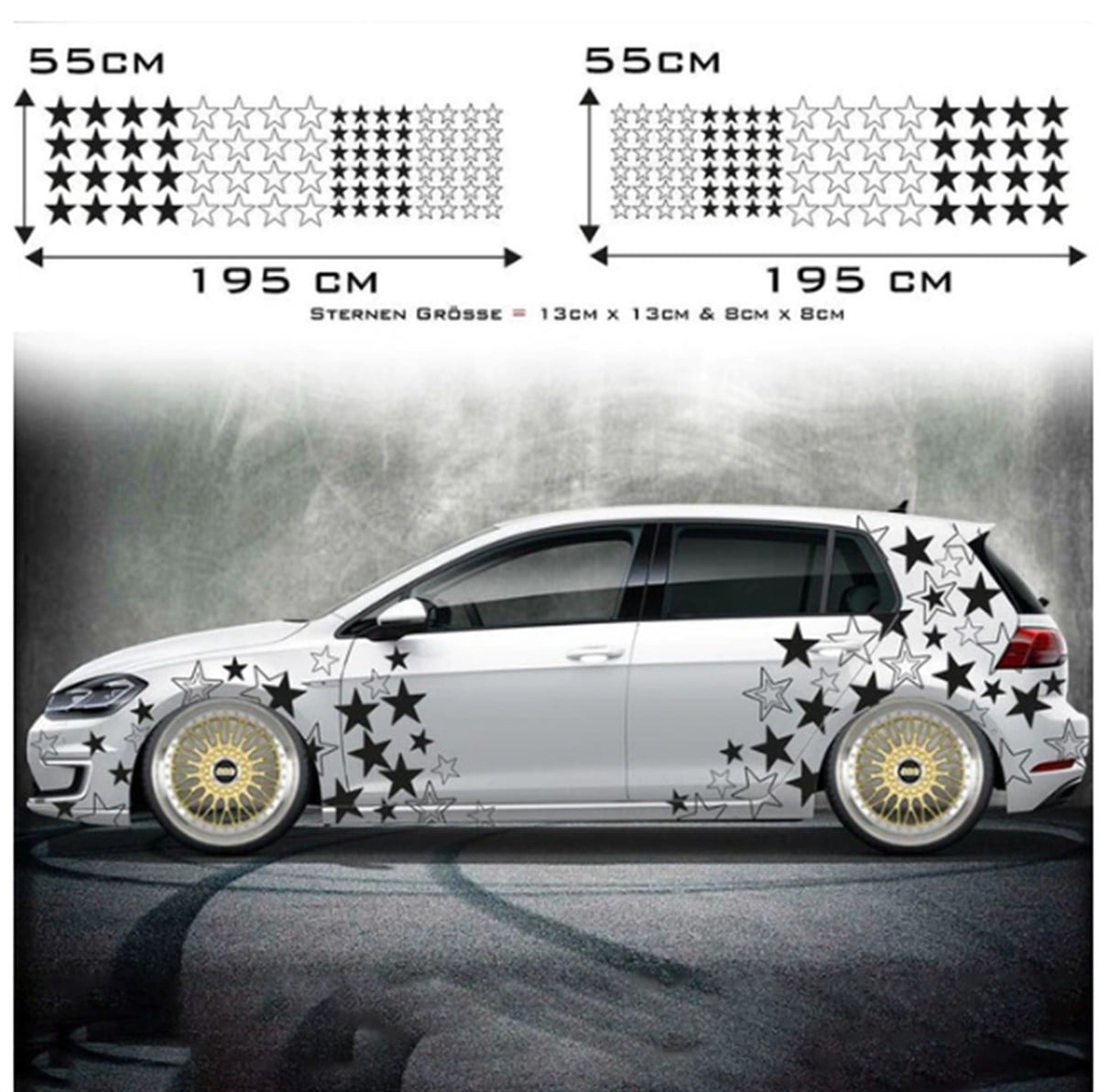 Yan Kapı Yıldız Desenli Şerit Sticker Etiket Modeli