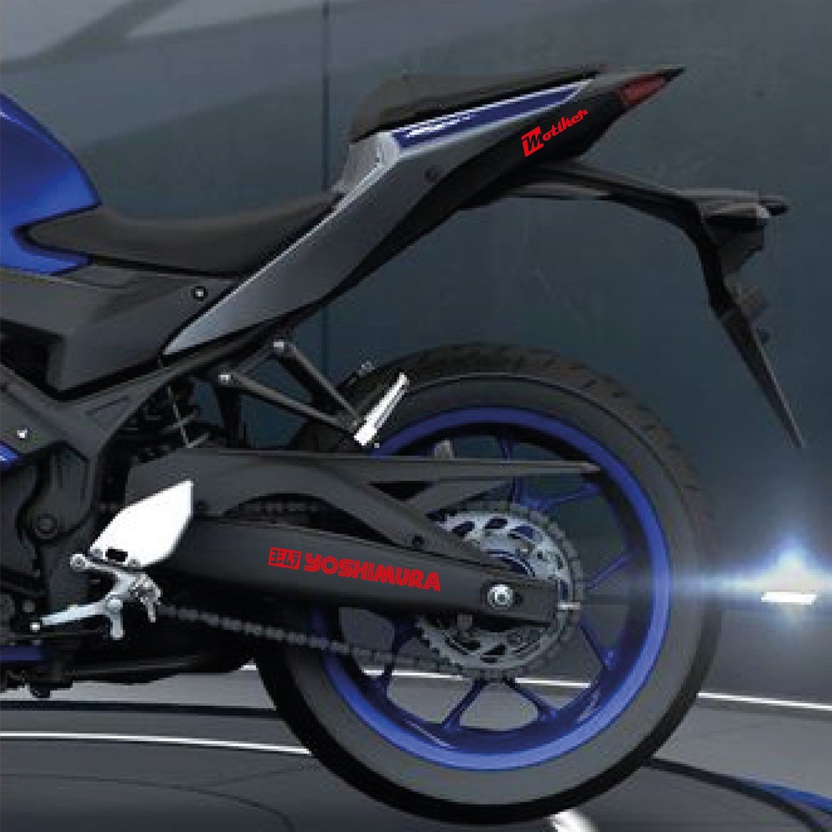 Yoshimura Yazılı Kırmızı Arka Maşa Sticker Etiket Modeli