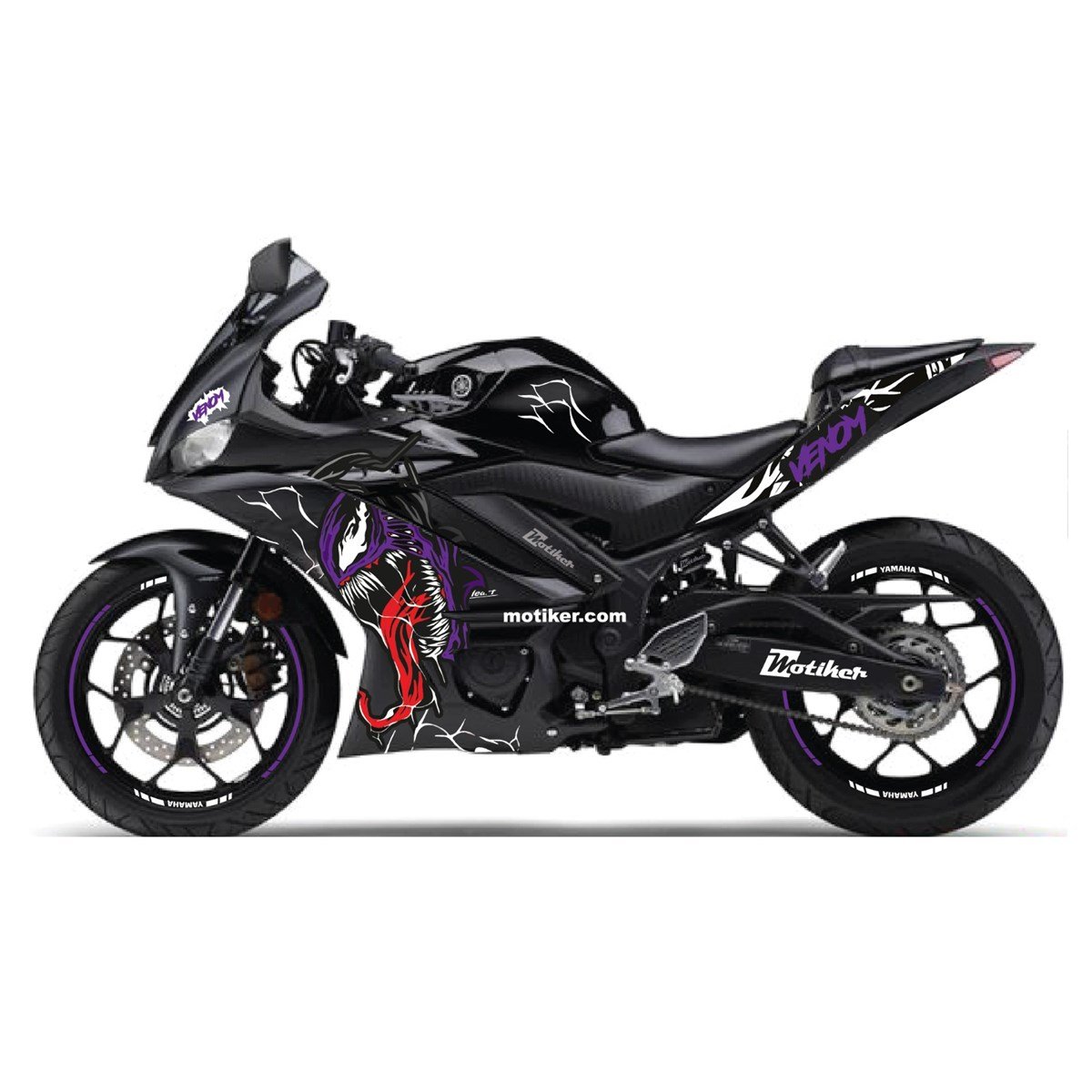 YZF-R 25 Venom Tasarım Mor renk Sticker 