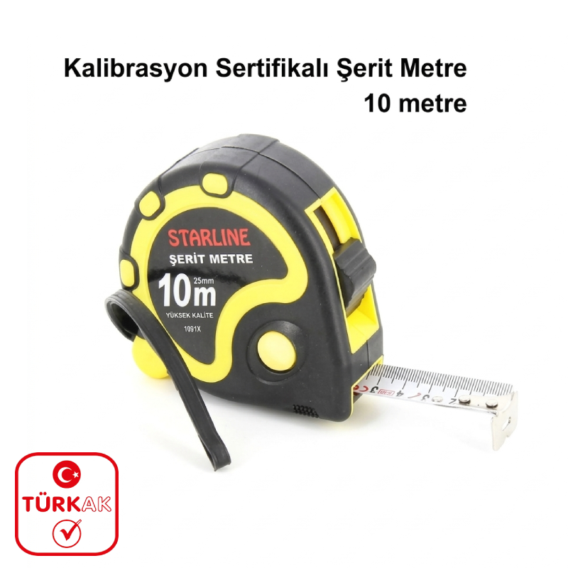 Kalibrasyon Sertifikalı şerit metre 10 metre