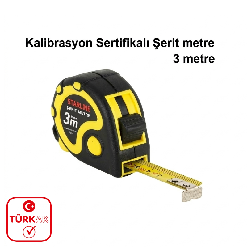 Kalibrasyon Sertifikalı Şerit Metre 3 metre