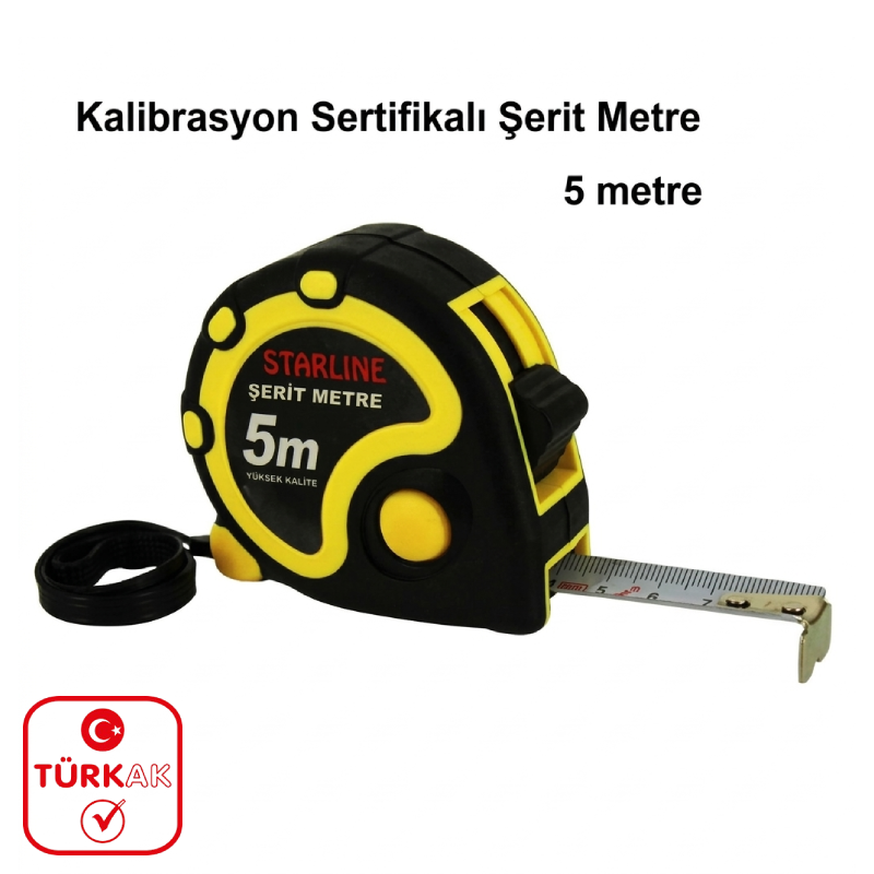 Kalibrasyon Sertifikalı şerit metre 5 metre  