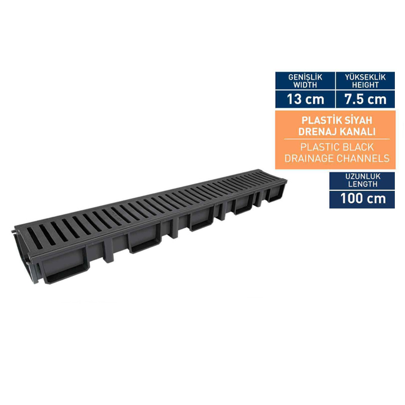 13 Cm Plastik Kanal Izgarası Siyah