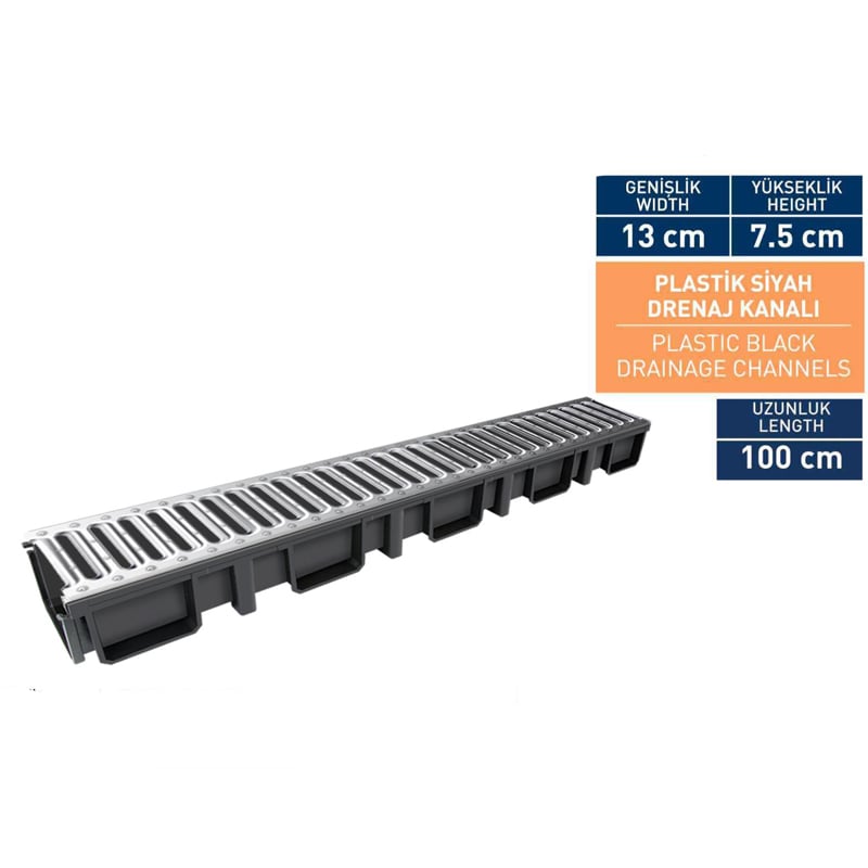 13 Cm Kanal Izgara Paslanmaz Siyah 13x7,5