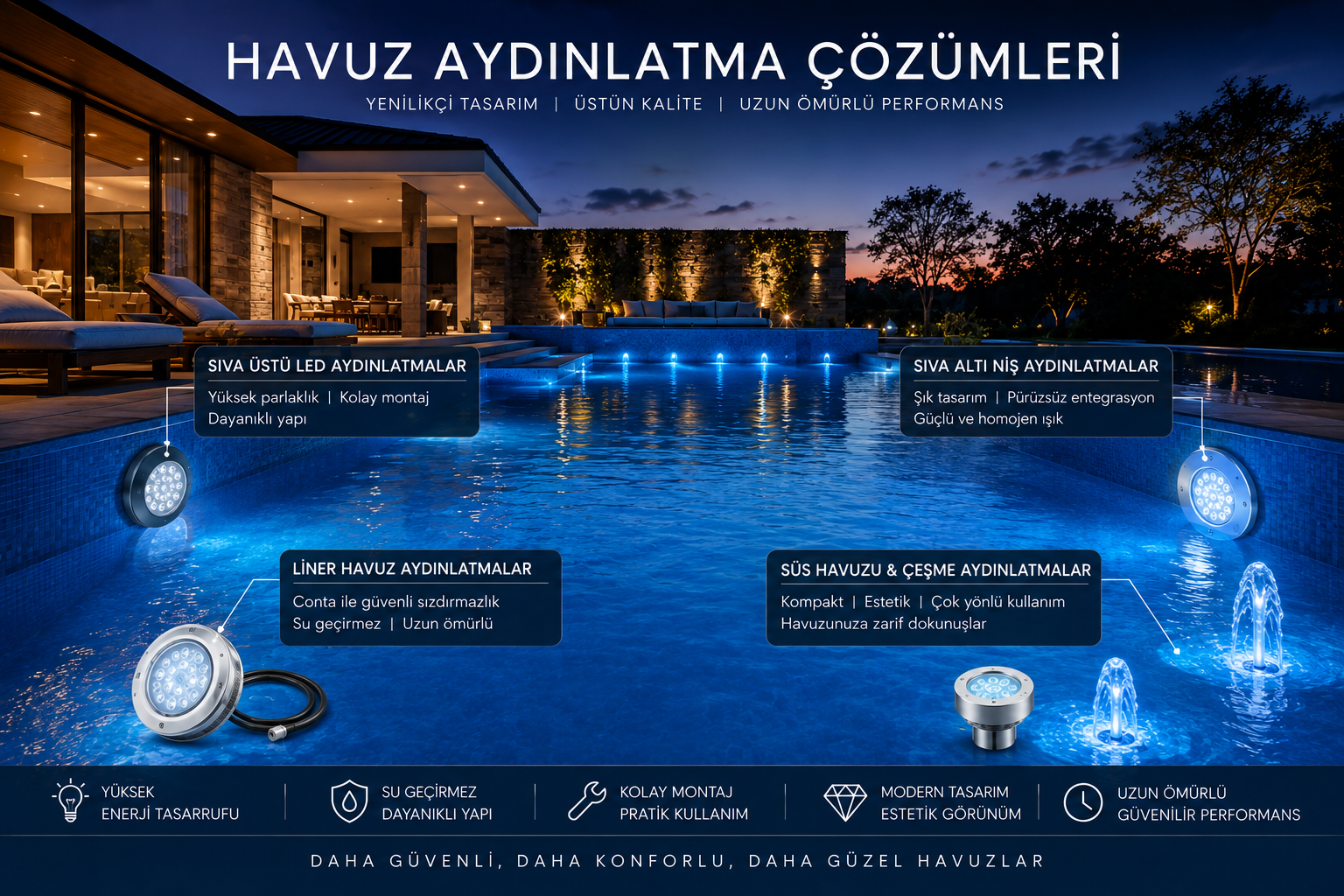Havuz Aydınlatma ve Lamba Çeşitleri