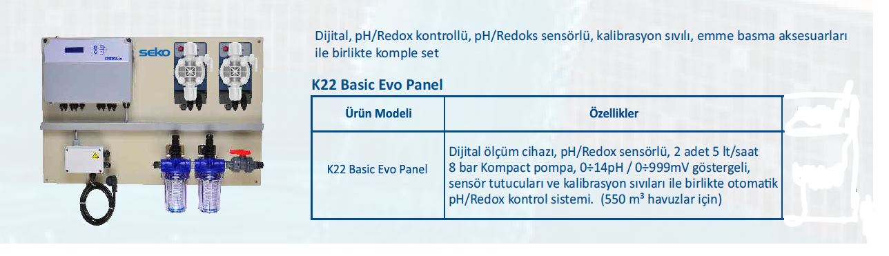 Seko K22 Basic Evo Panel Otomatik Havuz Dozaj Sistemi