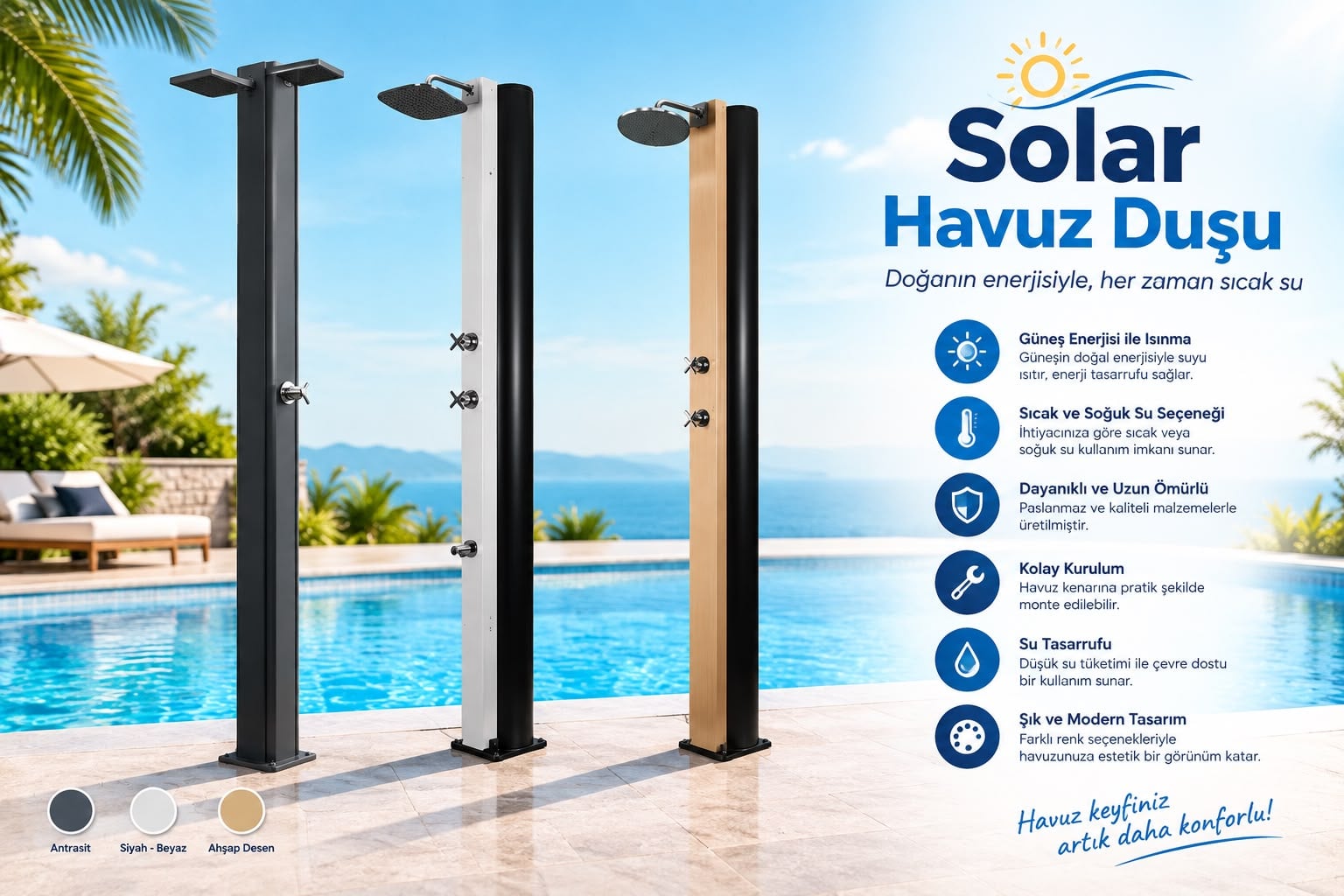 Solar Havuz Duşu Modelleri ve Çeşitleri