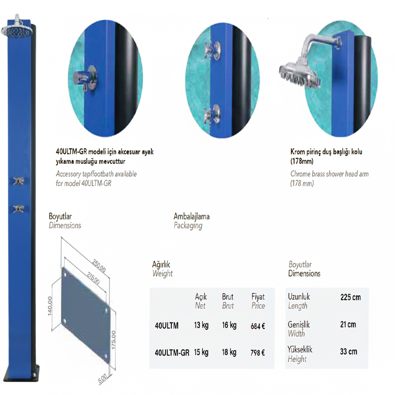 CRM Ultramarine Solar Havuz Duşu