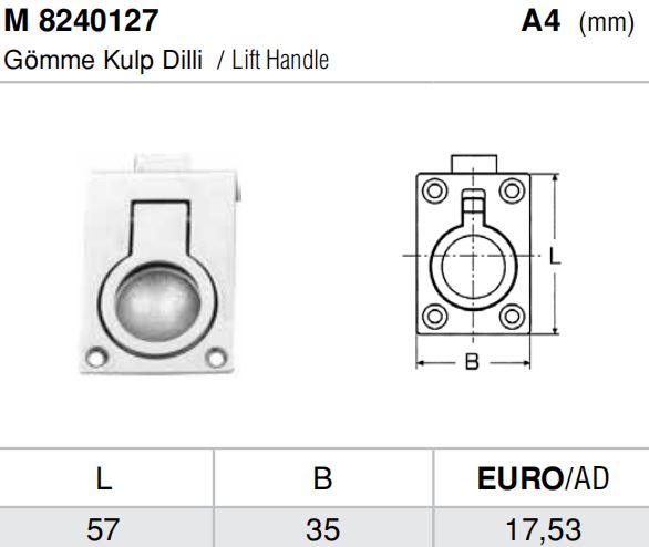 Paslanmaz Gömme Kulp Dilli