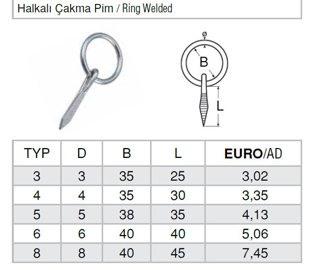 Halkalı Çakma Pim Marin Tekne Yat