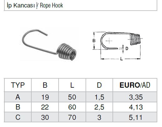 Marin İp Kancası Paslanmaz Tekne Yat