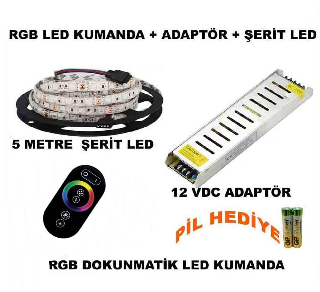 Dokunmatik Led Kumanda+ Adaptör+Şerit Led