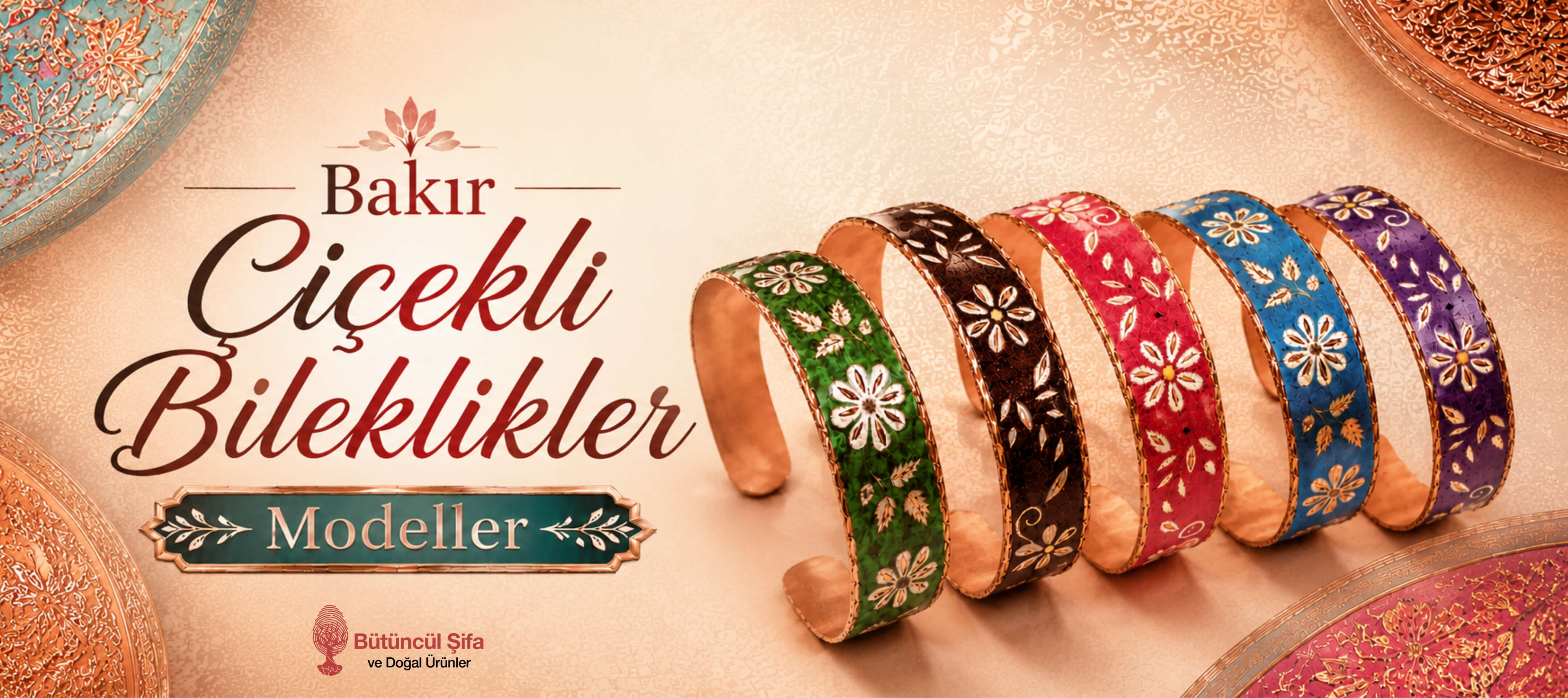 Bakir Çeçekli Bileklikler Modedller