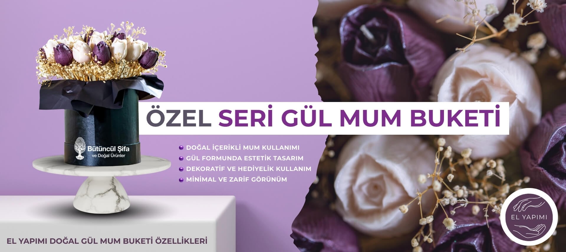 Özel Seri Gül Mum Buketi