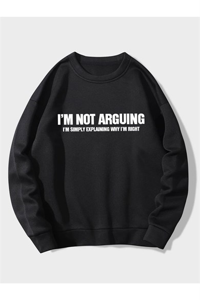 Unisex Siyah Arguing Baskılı Oversize Sweatshirt