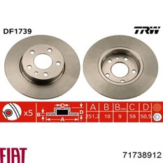 (DF1739) FREN DISKI,ARKA TK 156/147-TRW-ALFA