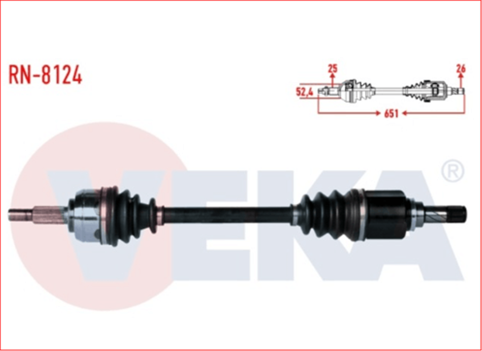 RN-8124 - KOMPLE AKS SOL ON DOKKER 1.5 DCI UZUNLUK 651mm 2012- 931019906R 391019924R 391011406R-VEKA-DACIA / VEKA