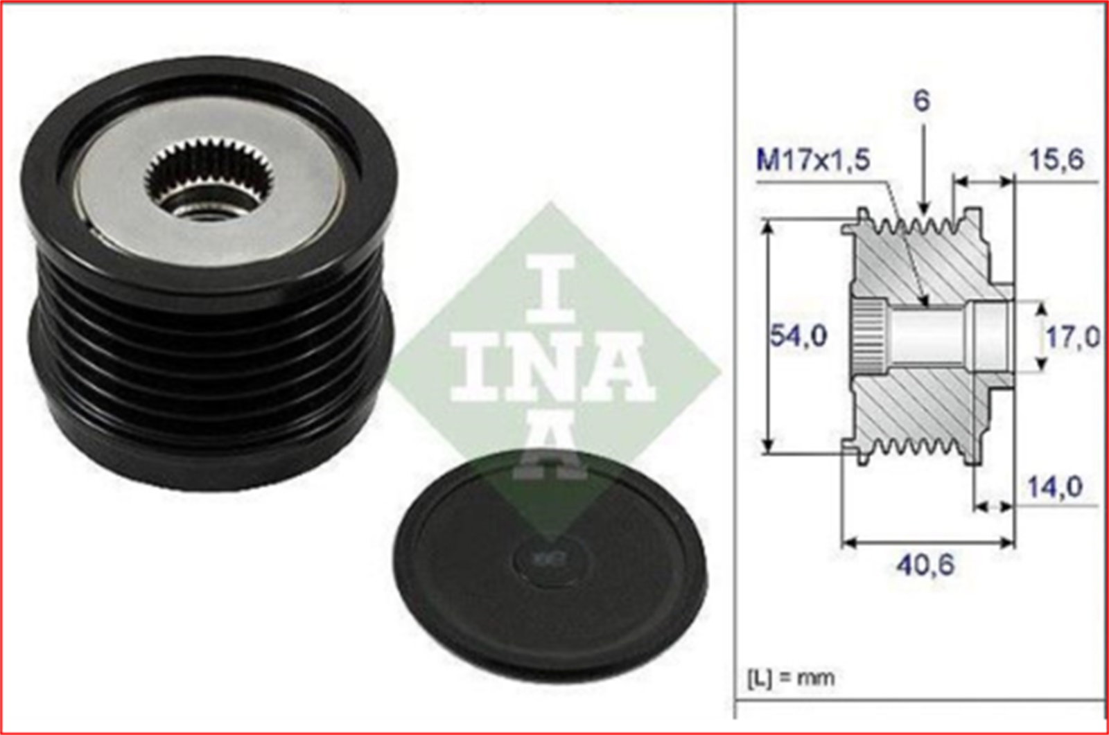 51860757INA - (535023010)ALTERNATOR KASNAGI ALFA ROMEO, FIAT GIULIETTA,BRAVO II,EGEA, 500L,500X 1.6 D MULTIJET, 1 / INA