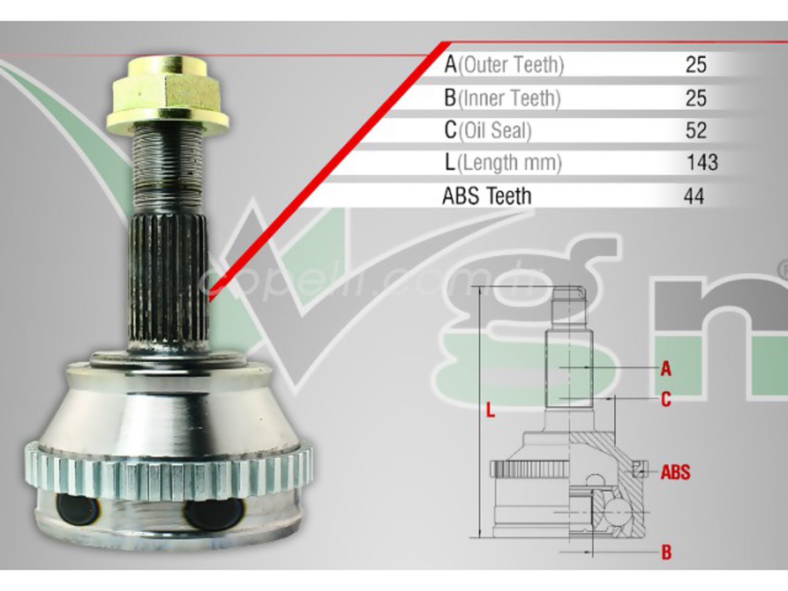 7688157W - AKS KAFASI CVJ-FI044 ABS LI 2.0 TEMPRA TIPO(FI-1039A) / WAGEN