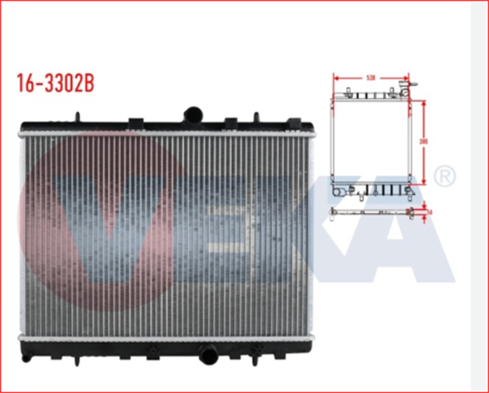 VEKA-16-3302B - SU RADYATORU BRAZING FAN BAGLANTISI 3 AYAKLI CITROEN C-ELYSEE 1.6 HDI M-T AC+/- 2012- / VEKA